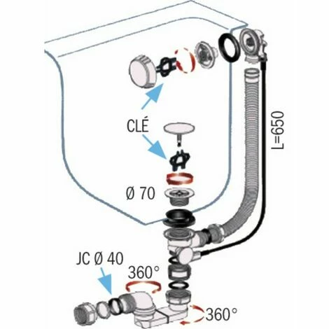 Vidage Baignoire TBR07 - NICOLL : 0203577 â Image 2