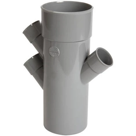 NICOLL Culotte 45° Triple Parallèle PVC Mâle Femelle Ø100 Femelle Ø40