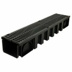NICOLL Caniveau 200 Connecto CAN15BF + Grille Classe B125 - Polypropylène Noir 1 M