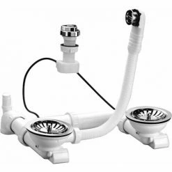 Vidage Complet Automatique Chromé Pour évier 2 Cuves, 0204115 NICOLL