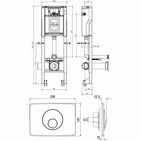 Bati-support NICOLL Pour WC Auto-portant - Polymère/acier Happy Support + Plaque - WBS2PAP