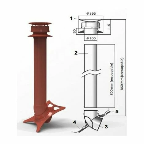 NICOLL Extracteur Statique Avec Collerette D'étanchéité Ø100 Anthracite – Image 2