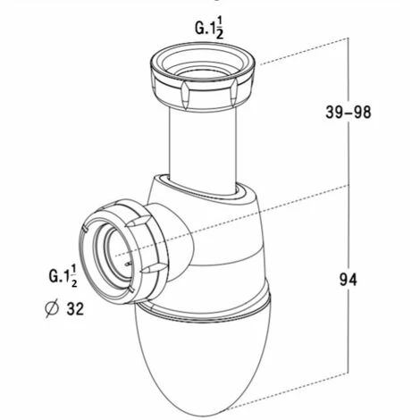 Nicoll Easyphon Siphon D'évier Bi-matière Avec Joint Intégré 6/4", Rosace Et Tuyau De Vidange (0202075) – Image 2