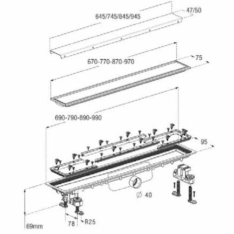 Caniveau De Douche Inox Réversible 990mm + Natte - Sicanatfh10r - Nicoll â Image 2