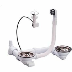 NICOLL Vidage Complet Automatique Et Manuel Chromé Pour évier 2 Cuves - 0224045